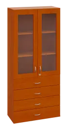 SPO 34 skříň 2-dveřová, 2-sklo, zásuvky lamino - třešeň šumavská